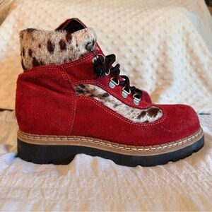 Martino Canada Red Suede Alpine Lace Up Hiking Boots Women’s Size 38